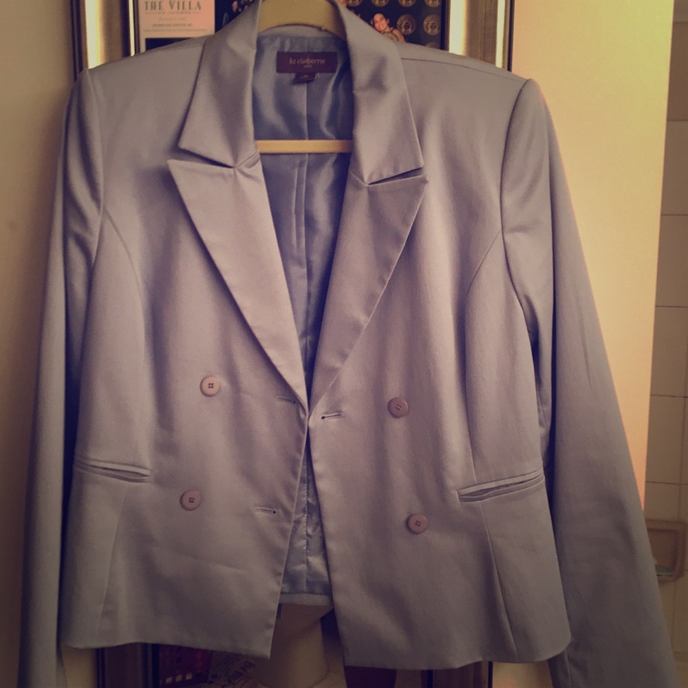 Baby Blue Double Breasted Blazer.